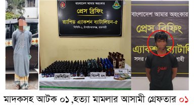 হত্যার আসামী ও মাদক ব্যাসায়ীকে আটক করেছে র‌্যাব-৫